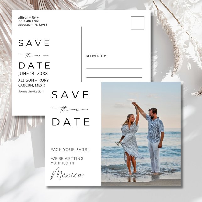 Postal Mexico Beach Destination Wedding Save the Date (Mexico Beach Destination Wedding Save the Date Postcard)