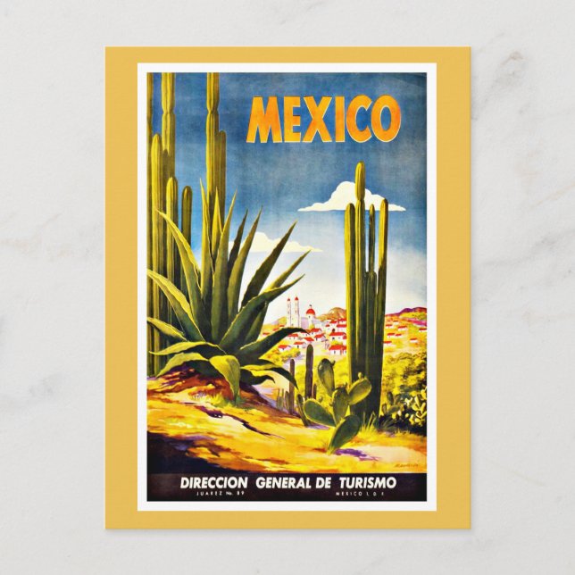 Postal Mexico Cactus Vintage Travel (Anverso)