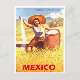 Postal México, chica mexicano en una granja, viaje vintag