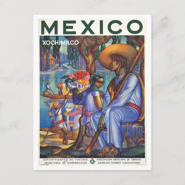 Postal México Estilo afiche de viajes inspirado en la ret (Anverso)