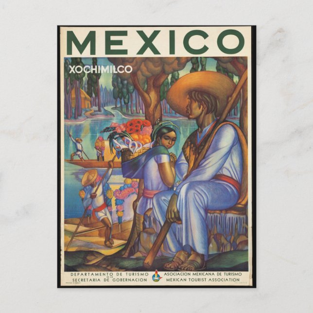 Postal México, poster de viajes vintage, (Anverso)