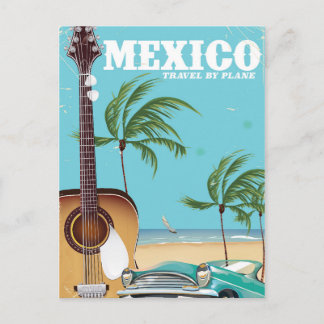 Postal México - viajar en avión cartel de viaje.