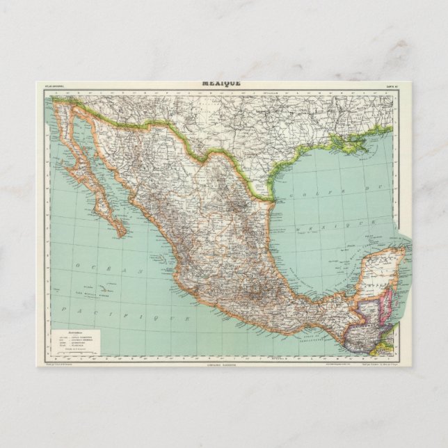 Postal Mexique - Mapa de México (Anverso)