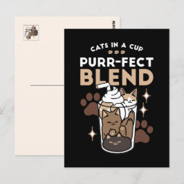 Postal Mezcla perfecta: diseño de café para gato y café