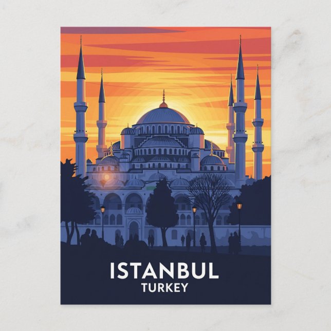 Postal Mezquita Azul de Estambul de Turquía (Anverso)