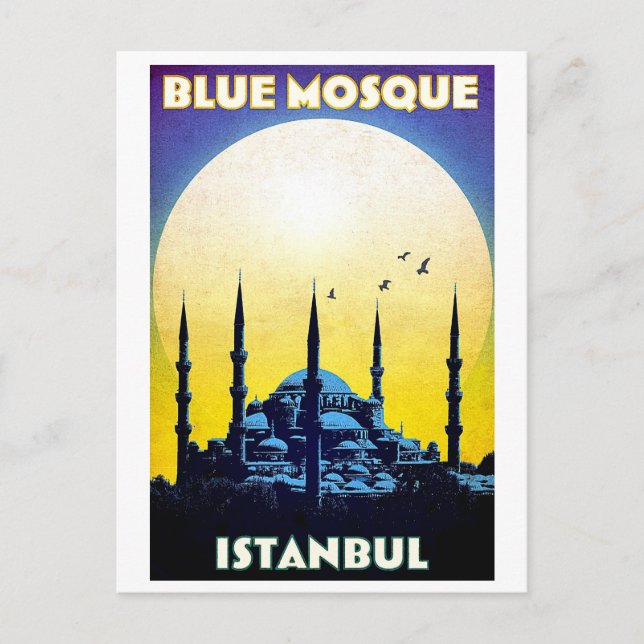 Postal Mezquita Azul, iglesia, Estambul, Turquía, cosecha (Anverso)