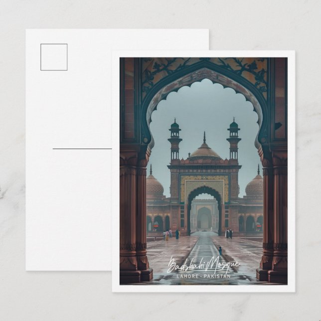 Postal Mezquita Badshahi en Lahore Art lugar famoso (Anverso / Reverso)