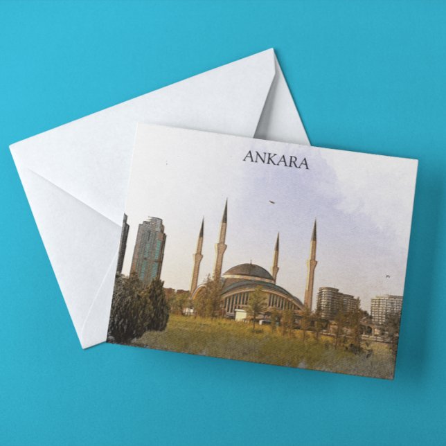 Postal Mezquita clásica de kocatepe de Ankara Turquía (ankara turkey mosque vintage postcard)