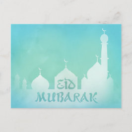 Postal Mezquita de acuarela azul Eid Mubarak - Postcard