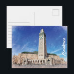 Postal Mezquita de Casablanca de Marruecos Hassan 2 Islám<br><div class="desc">Disfrute de la belleza de la arquitectura marroquí en su espacio con este elegante poster que presenta la emblemática Mezquita Hassan II en Casablanca. Siendo un símbolo del patrimonio islámico y de la artesanía moderna, esta impresionante imagen capta la grandeza de una de las mezquitas más grandes e impresionantes del...</div>