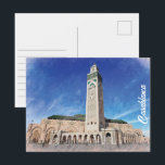 Postal Mezquita de Casablanca de Marruecos Hassan 2 Islám<br><div class="desc">Disfrute de la belleza de la arquitectura marroquí en su espacio con este elegante poster que presenta la emblemática Mezquita Hassan II en Casablanca. Siendo un símbolo del patrimonio islámico y de la artesanía moderna, esta impresionante imagen capta la grandeza de una de las mezquitas más grandes e impresionantes del...</div>