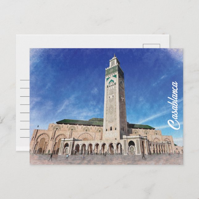 Postal Mezquita de Casablanca de Marruecos Hassan 2 Islám (Anverso / Reverso)
