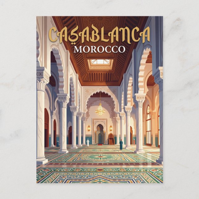Postal Mezquita de Hassan II Marruecos (Anverso)