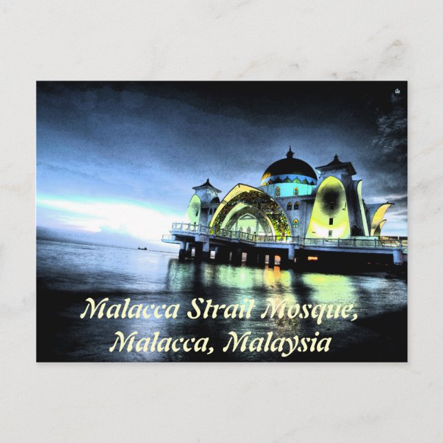Postal Mezquita del Estrecho de Malaca, Malacca, Malasia (Anverso)