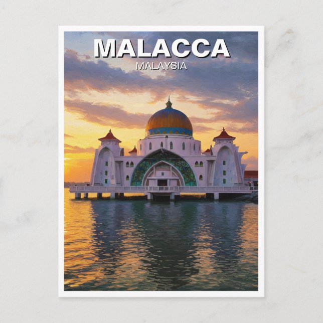 Postal Mezquita del estrecho de Malaca Malasia (Anverso)