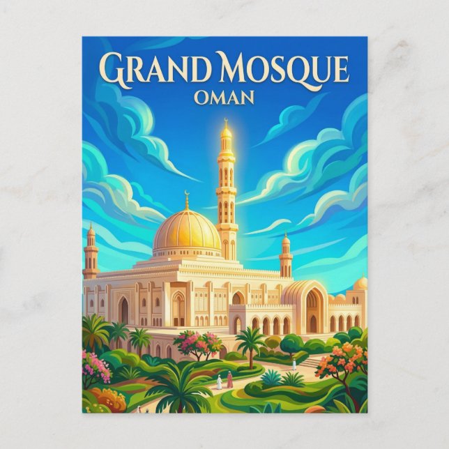 Postal Mezquita del Sultán Qaboos Omán (Anverso)