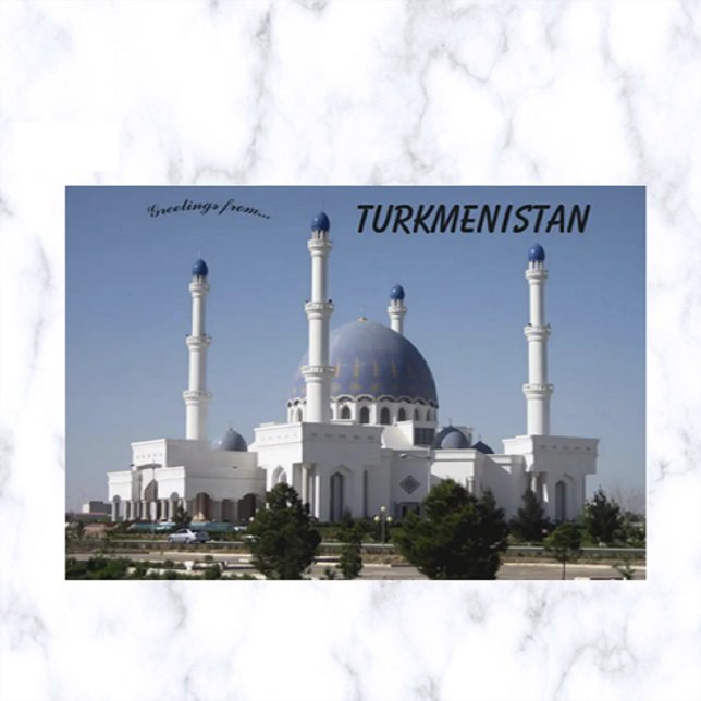Postal Mezquita Hajji Gurbanguly en Mary Turkmenistán (Subido por el creador)