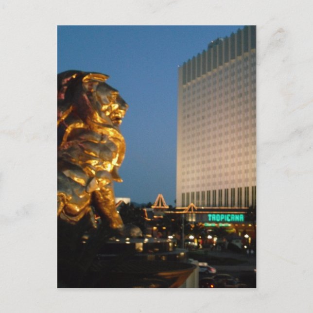 Postal MGM Lion mira a la Franja de Las Vegas (Anverso)