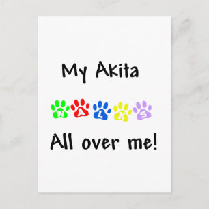 Postal Mi Akita camina por mí