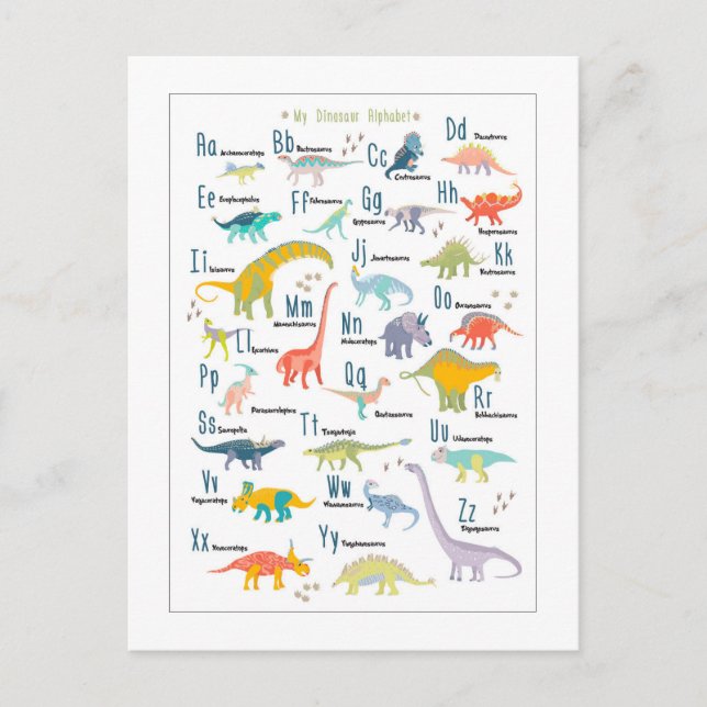 Postal Mi alfabeto dinosaurio (Anverso)