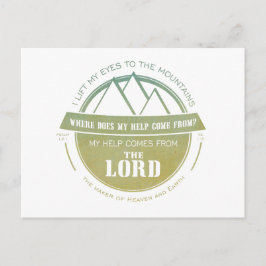 Postal Mi ayuda viene del Señor, verso del logo verde