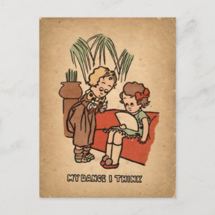 Postal Mi Baile Creo Caricatura Vintage