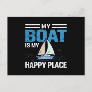 Postal Mi barco es mi lugar feliz- cita de vela