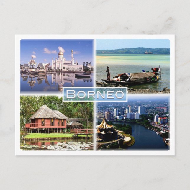 Postal MI Brunéi - Indonesia - Borneo - Mezquita Omar Ali (Anverso)