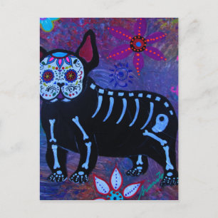 Postal Mi Bulldog francés Dia de los Muertos