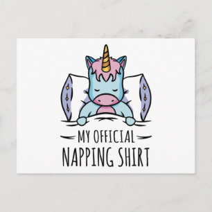 Postal Mi camisa oficial para dormir con unicornio dormid