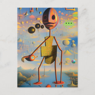 Postal Mi cara de guerra - Ken Gage Surreal Art