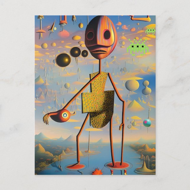 Postal Mi cara de guerra - Ken Gage Surreal Art (Anverso)