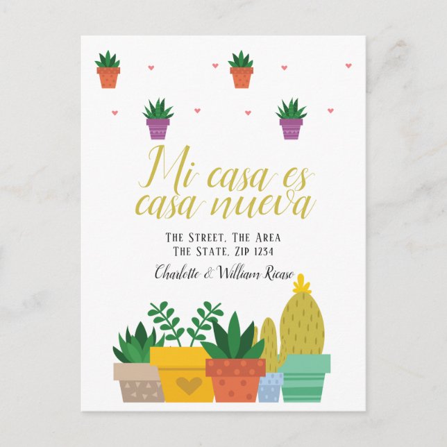 Postal Mi Casa Es Casa Nueva Nueva Planta De Cactus (Anverso)