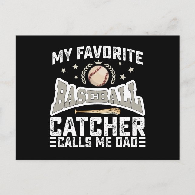 Postal Mi cazador favorito de béisbol me llama papá padre (Anverso)