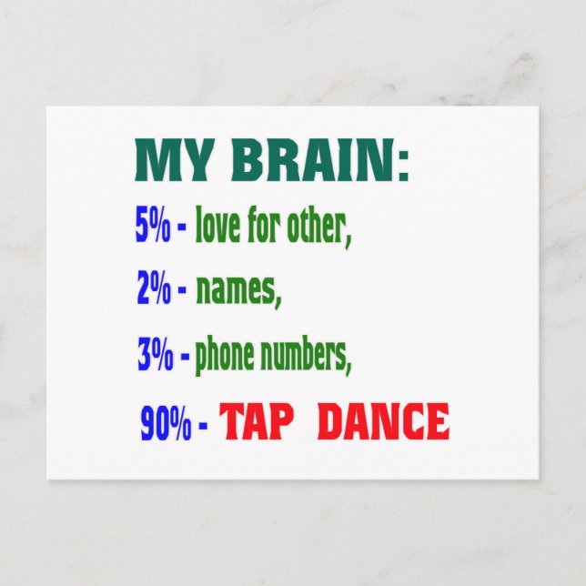 Postal Mi cerebro 90% Tap dance (Anverso)