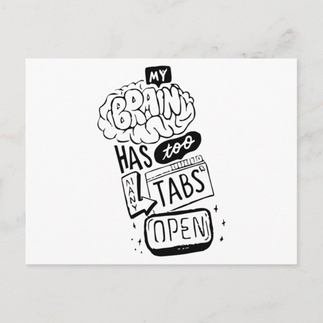 Postal Mi cerebro tiene demasiadas pestañas abiertas Clás (Anverso)