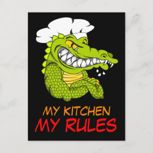 Postal Mi Cocina Mis Reglas, Chef Lagarto, Deporte Divert