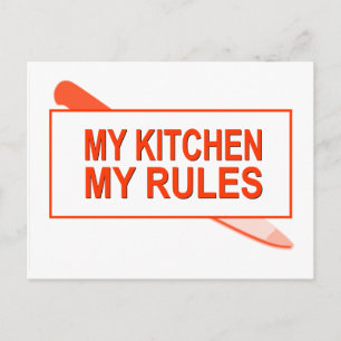 Postal Mi Cocina. Mis Reglas. Diseño divertido para el je
