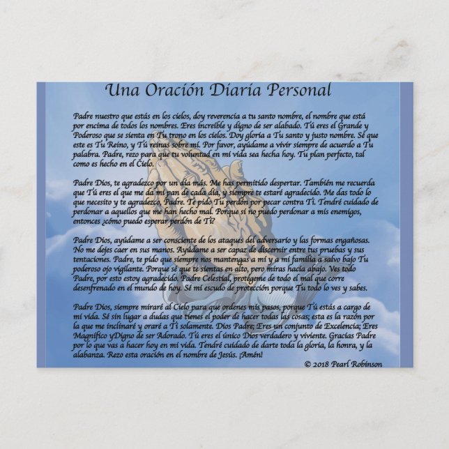 Postal Mi colección de oraciones diarias en español (Anverso)