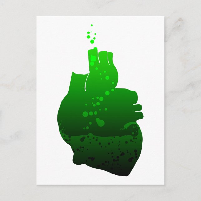 Postal mi corazón bombea cerveza verde (Anverso)