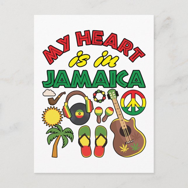 Postal Mi corazón está en Jamaica (Anverso)