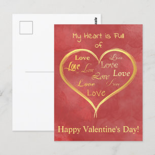 Postal Mi corazón está lleno de amor, San Valentín