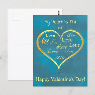 Postal Mi corazón está lleno de amor, San Valentín