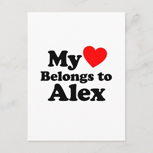 Postal Mi corazón le pertenece a Alex (Anverso)