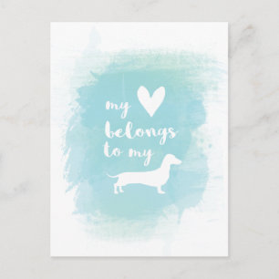 Postal Mi corazón pertenece a mis dachs calligraphy water