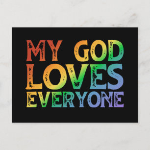 Postal Mi Dios ama a todos (arcoiris, áspero)