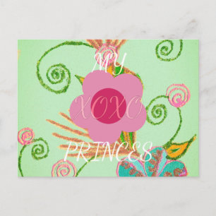 Postal Mi diseño de impresión de arte floral XOXO Little 