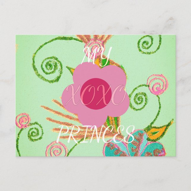 Postal Mi diseño de impresión de arte floral XOXO Little  (Anverso)