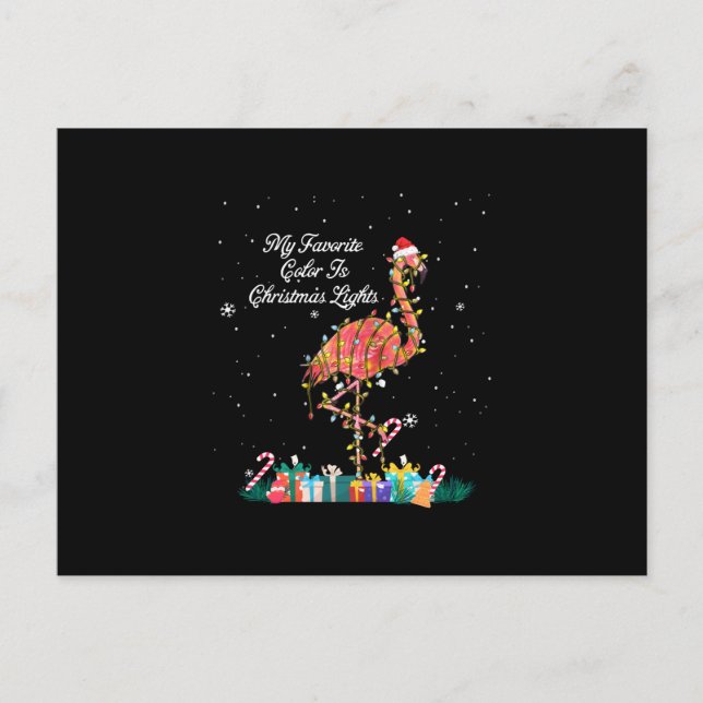 Postal Mi Favorito Es Navidades Luces Disfraces Flamingo (Anverso)