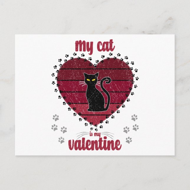 Postal Mi Gato Es Mi Valentín | Regalo de valentía (Anverso)